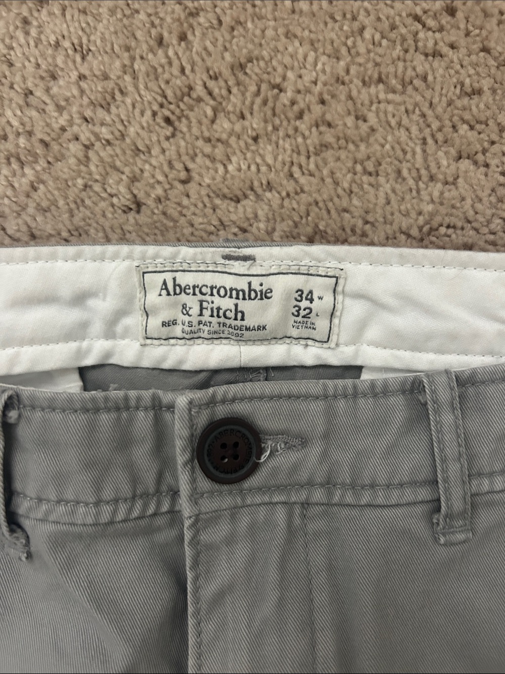 Abercrombie & Fitch Light Gray Men's Chino Pants - Picture 2 of 3